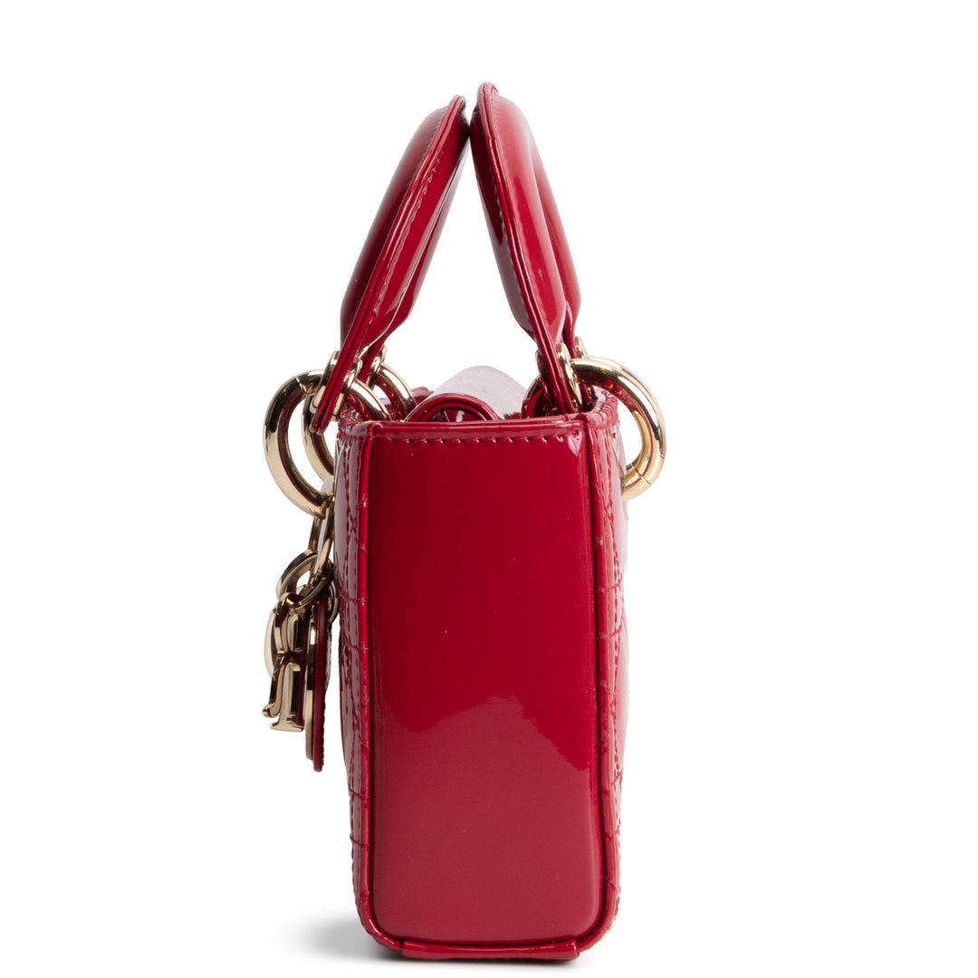 DIOR Lady D-Joy Patent Cannage Small- Red