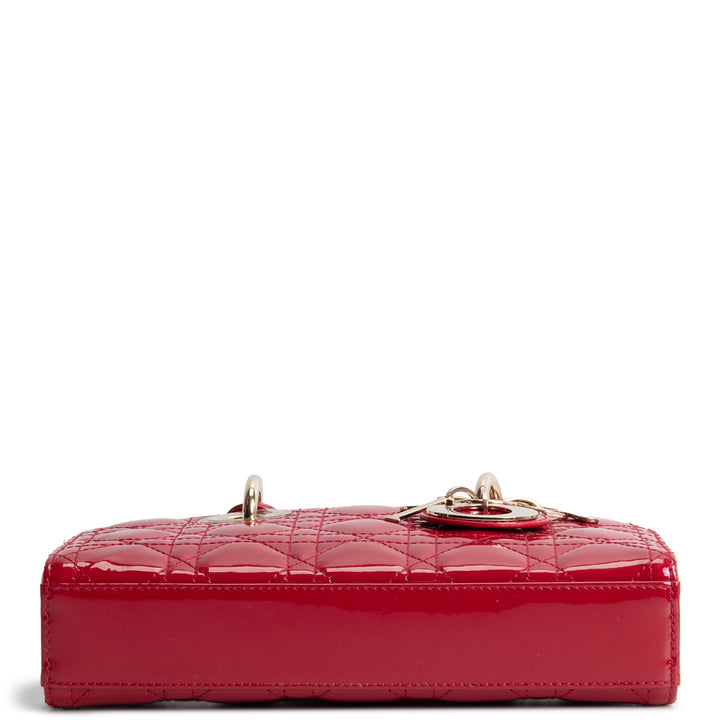 DIOR Lady D-Joy Patent Cannage Small- Red