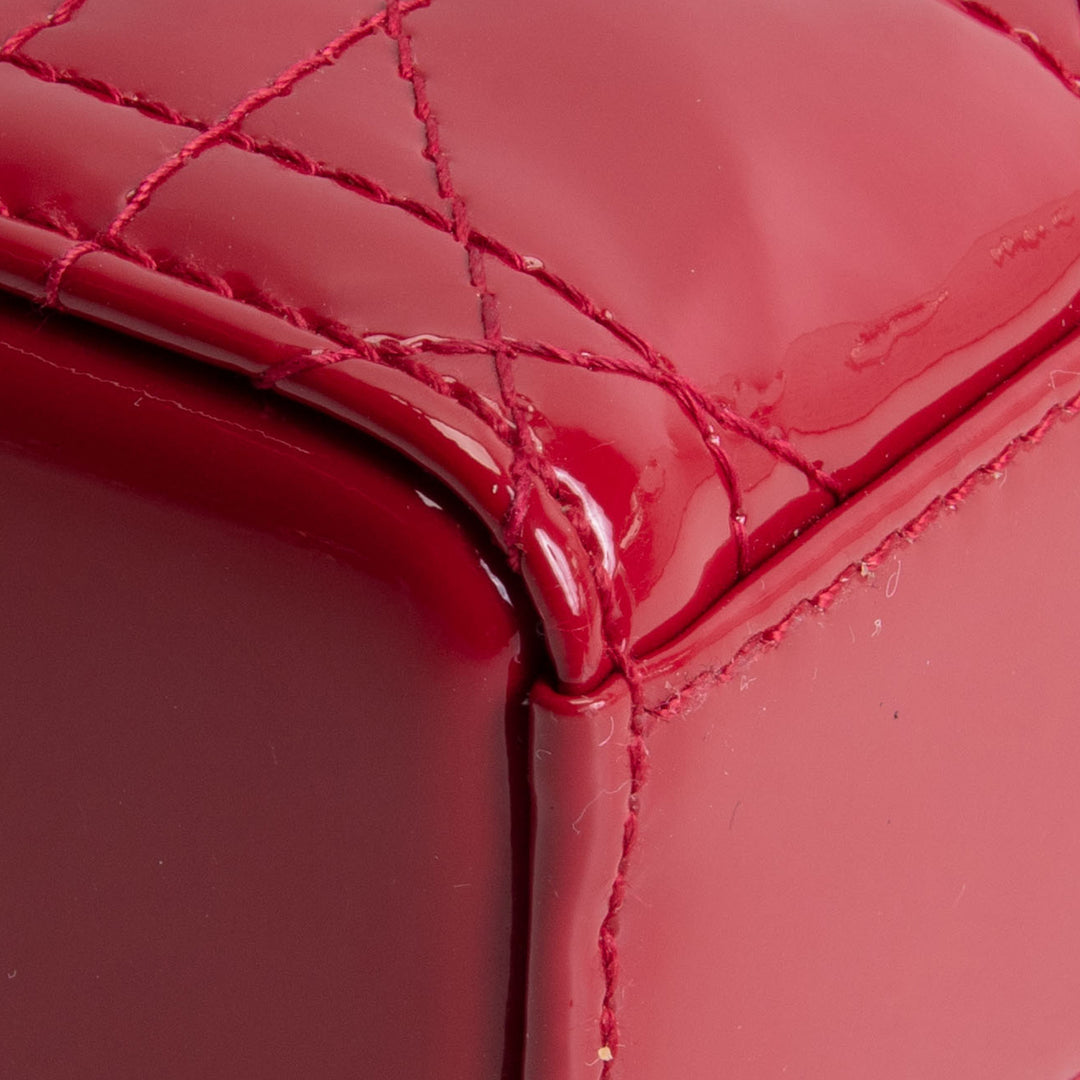 DIOR Lady D-Joy Patent Cannage Small- Red