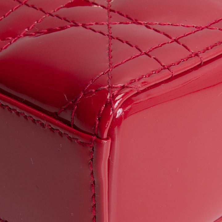 DIOR Lady D-Joy Patent Cannage Small- Red