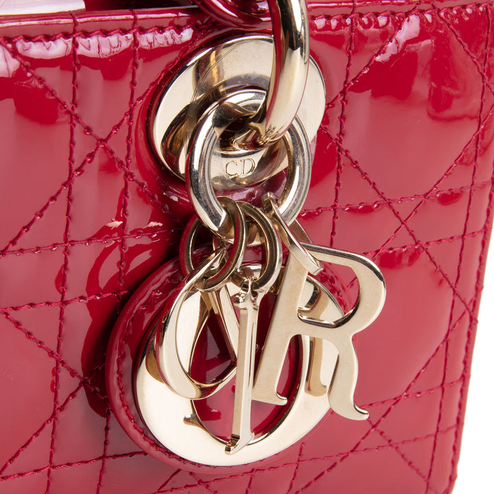 DIOR Lady D-Joy Patent Cannage Small- Red