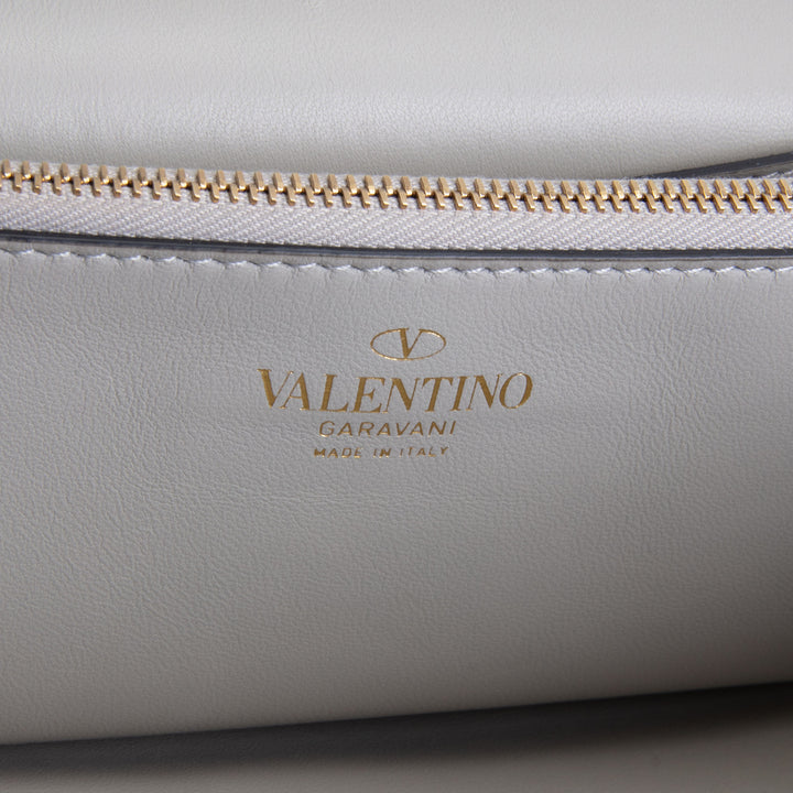 VALENTINO Leather V Logo Stud Shoulder Bag - Ivory