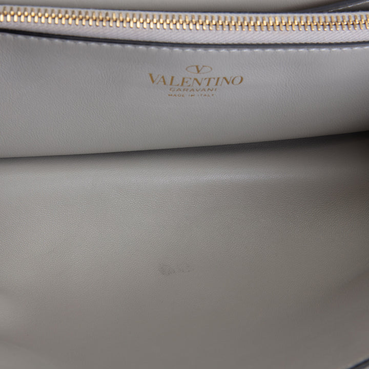 VALENTINO Leather V Logo Stud Shoulder Bag - Ivory