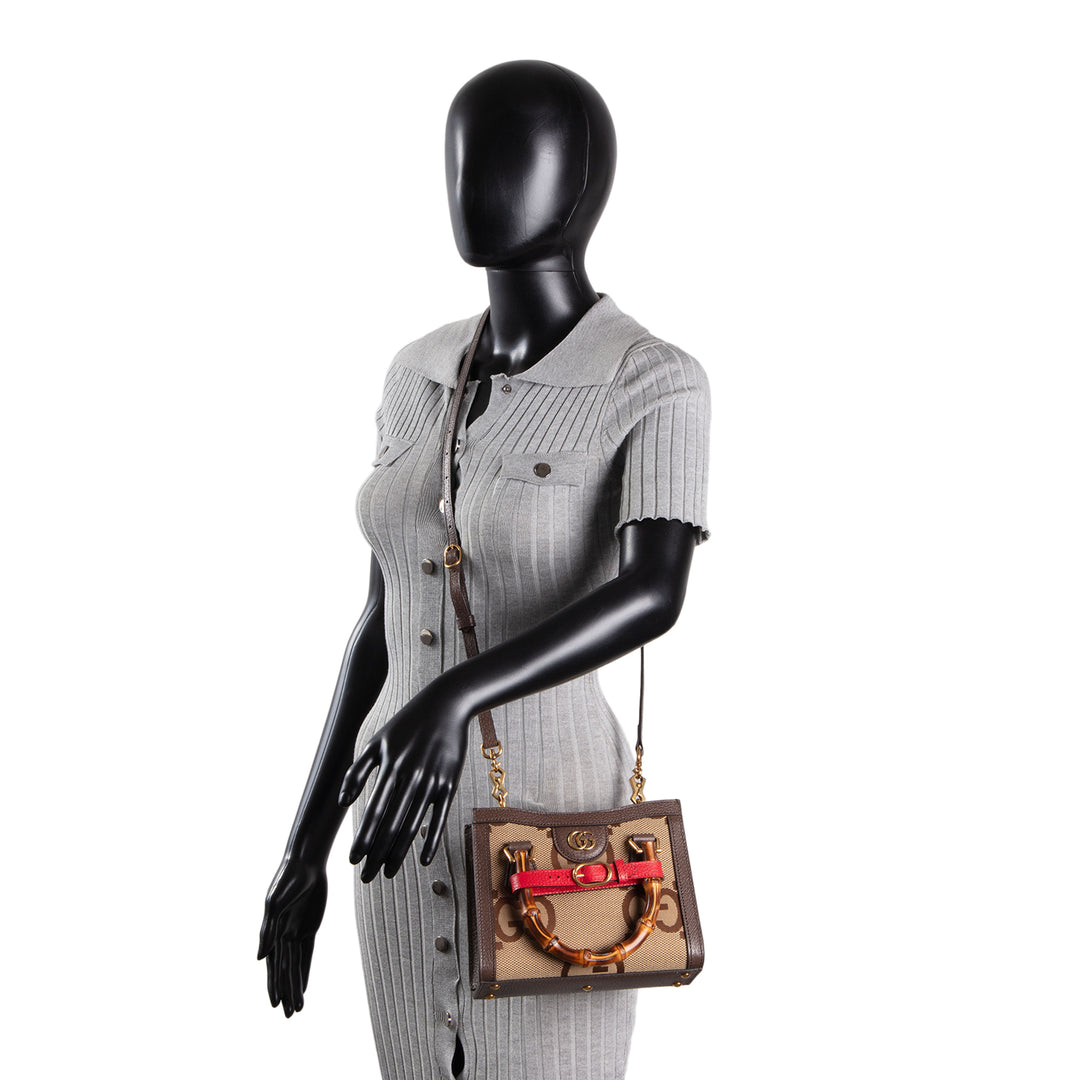 GUCCI Jumbo GG Mini Diana Tote - Beige & Ebony