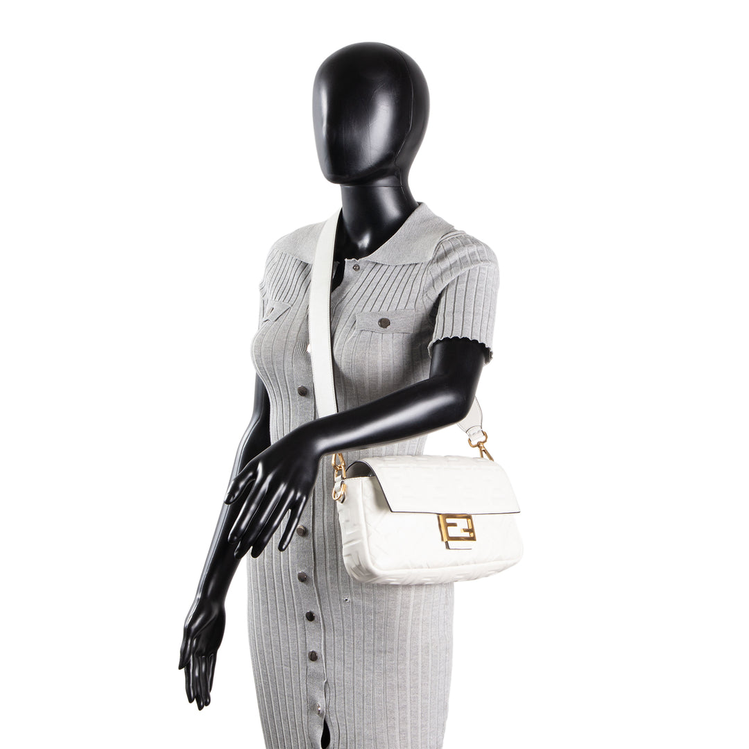 FENDI FF Embossed NM Baguette - White