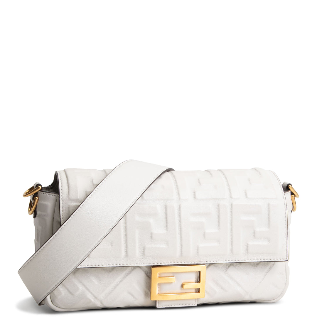 FENDI FF Embossed NM Baguette - White
