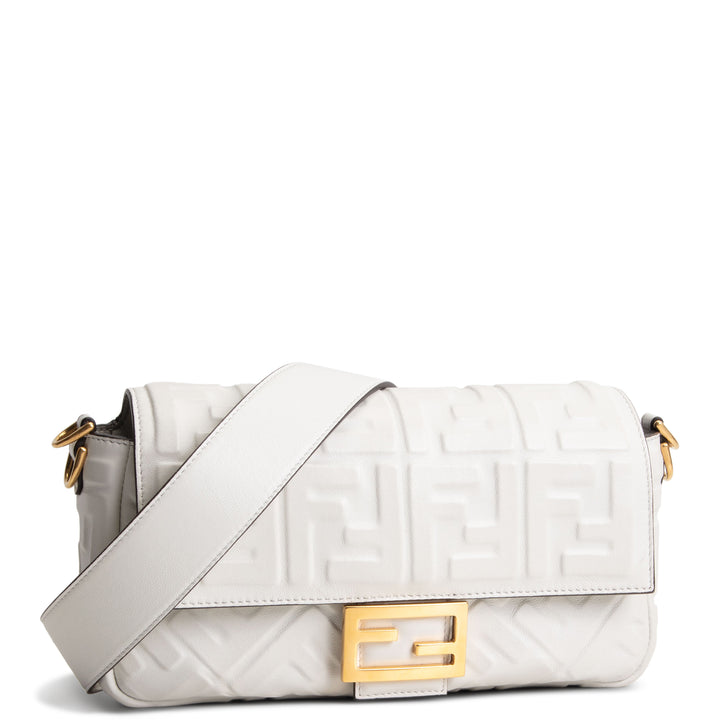 FENDI FF Embossed NM Baguette - White