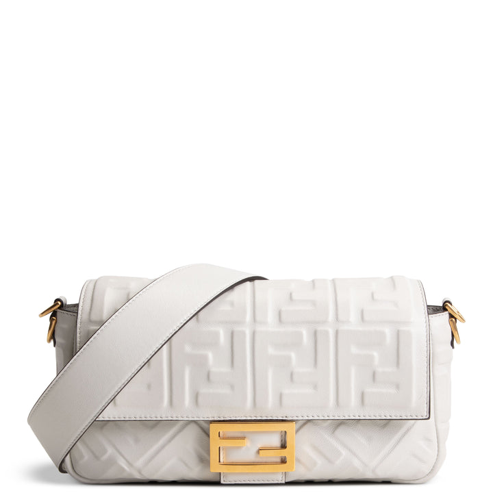 FENDI FF Embossed NM Baguette - White