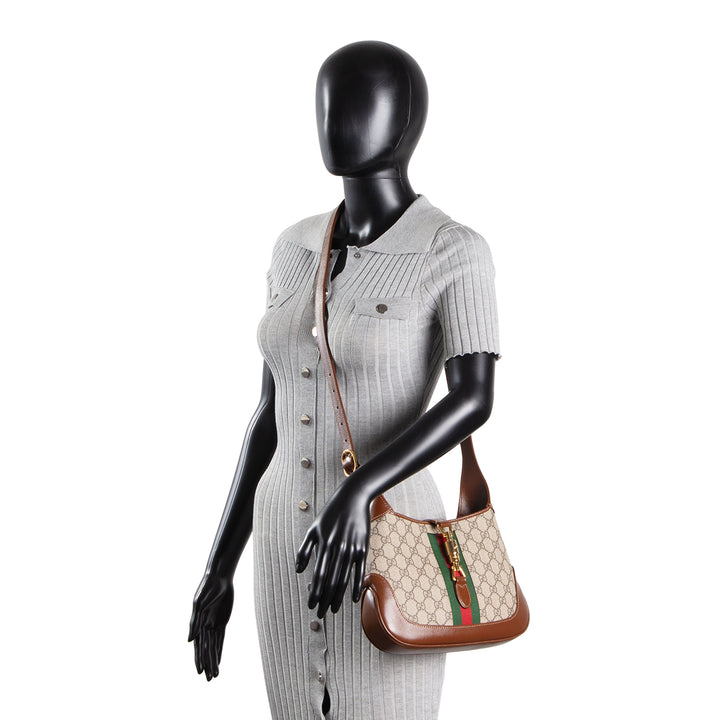 GUCCI GG Supreme Small Jackie 1961 Shoulder Bag - Beige & Ebony