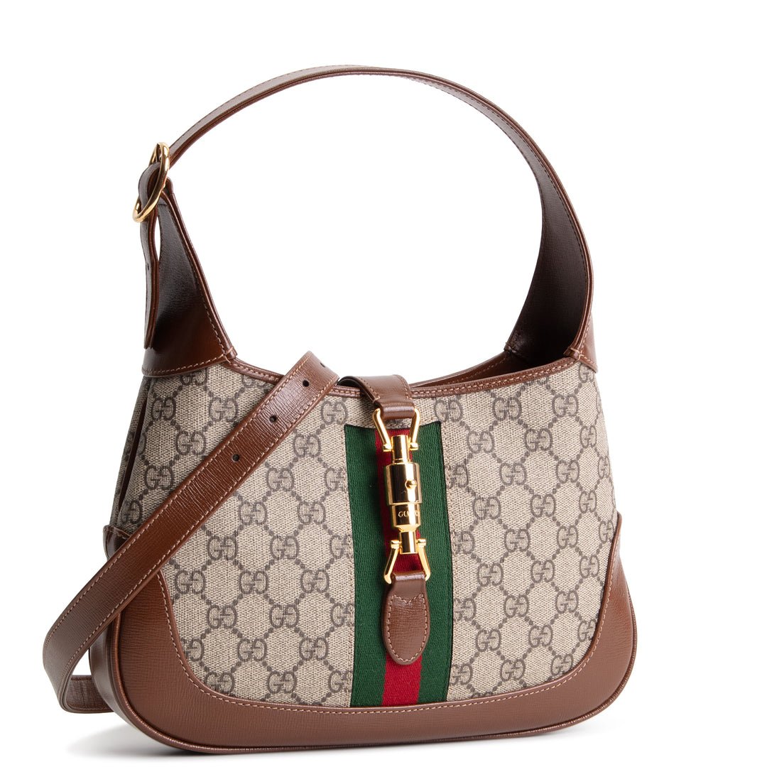 GUCCI GG Supreme Small Jackie 1961 Shoulder Bag - Beige & Ebony