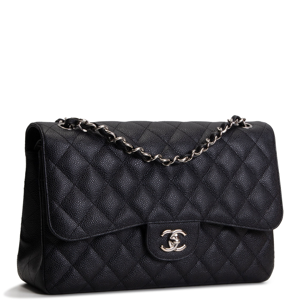 CHANEL Caviar Jumbo Double Flap - Black