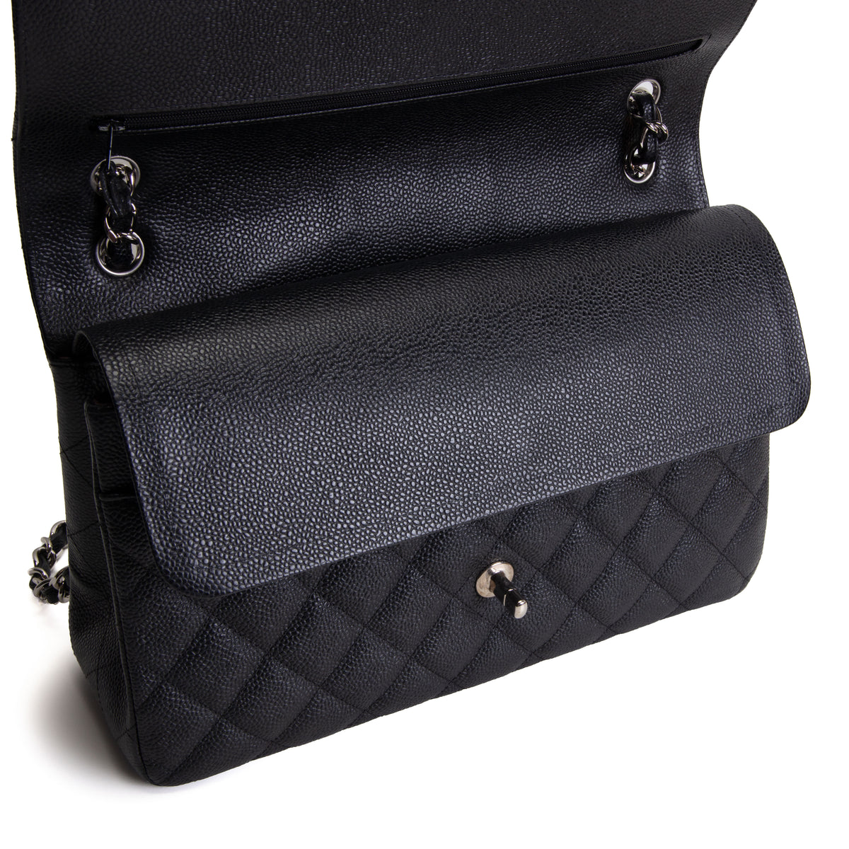 CHANEL Caviar Jumbo Double Flap - Black