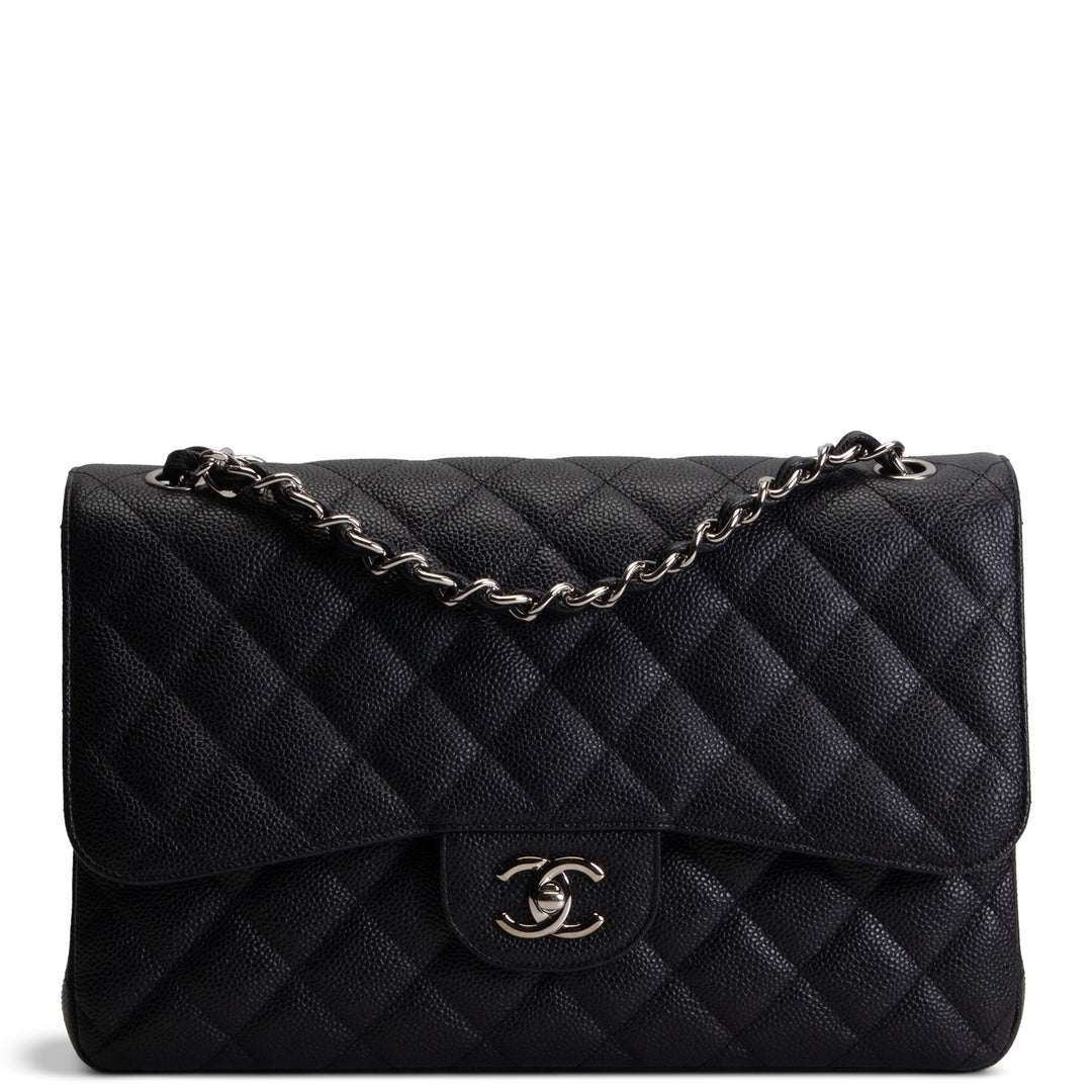 CHANEL Caviar Jumbo Double Flap - Black
