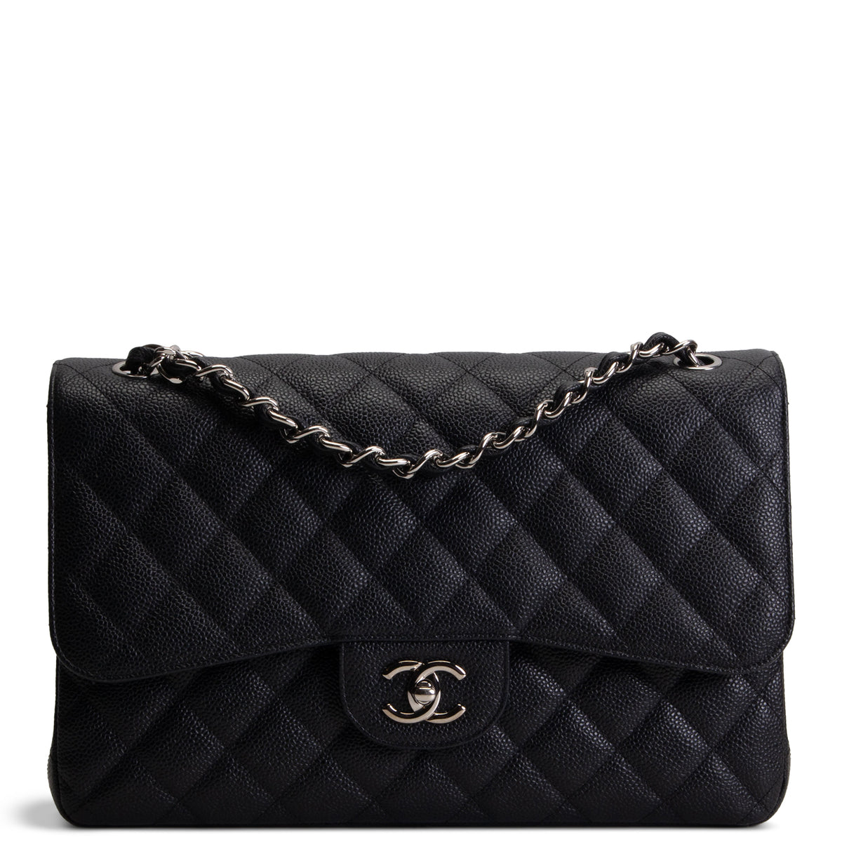 CHANEL Caviar Jumbo Double Flap - Black