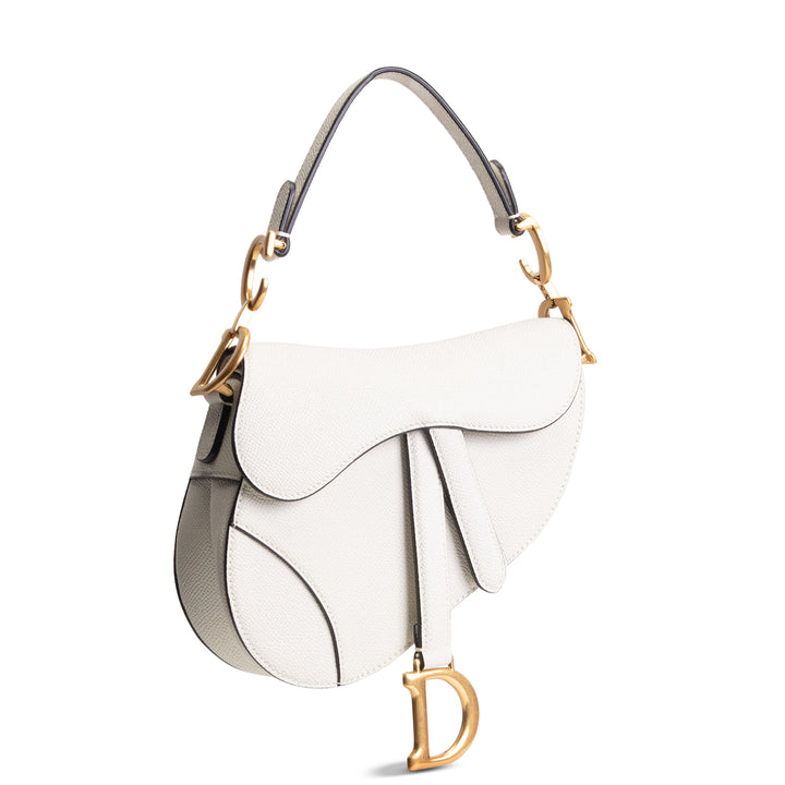 DIOR Mini Saddle Bag w/ Strap - Latte