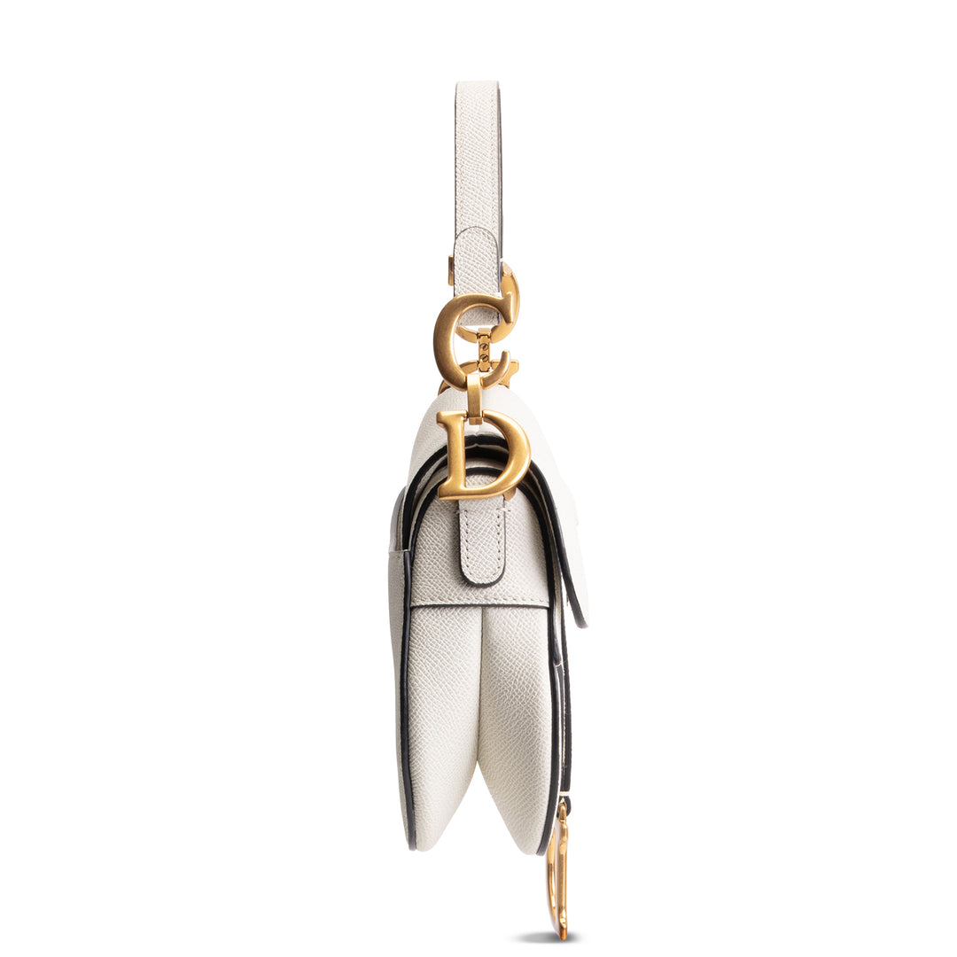 DIOR Mini Saddle Bag w/ Strap - Latte