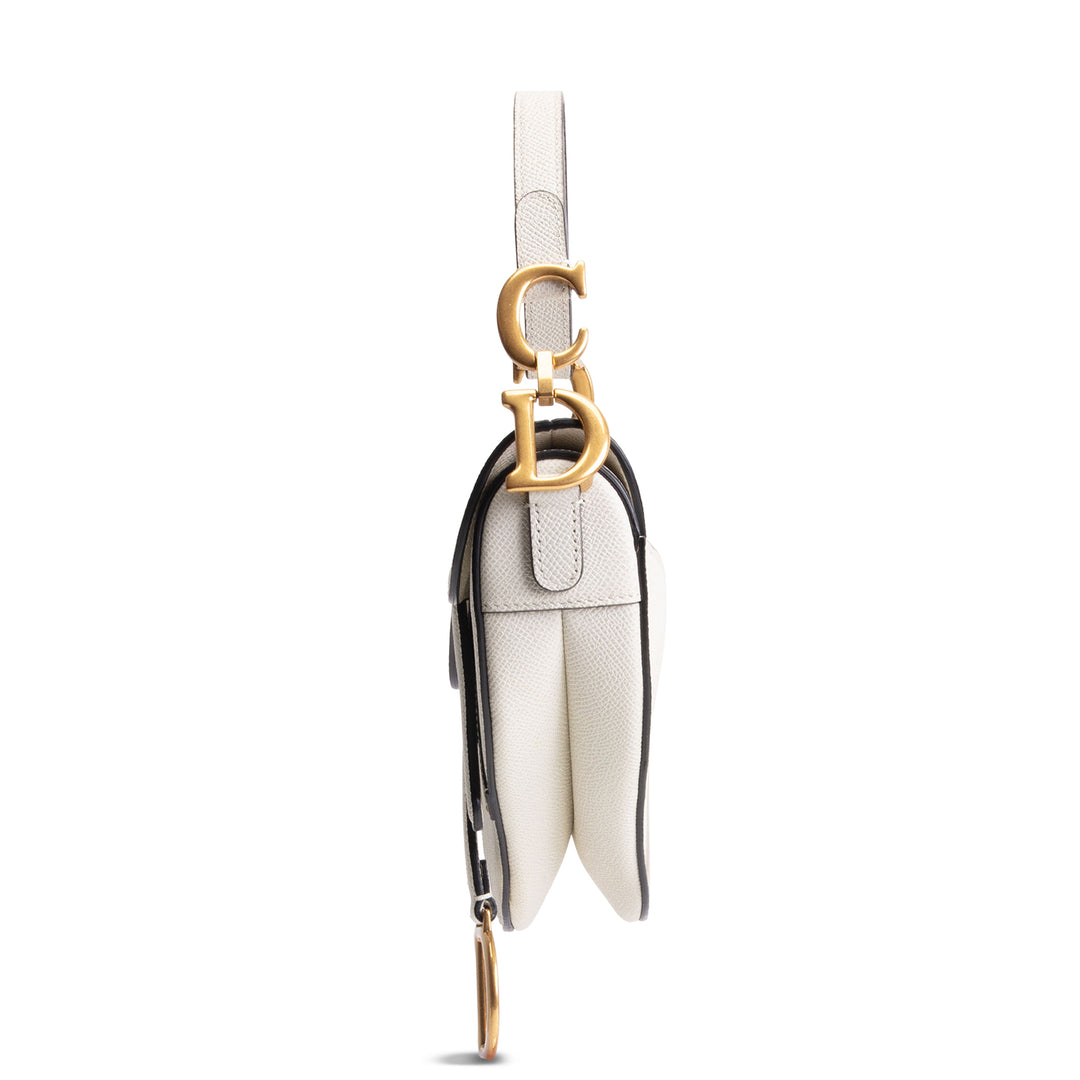 DIOR Mini Saddle Bag w/ Strap - Latte