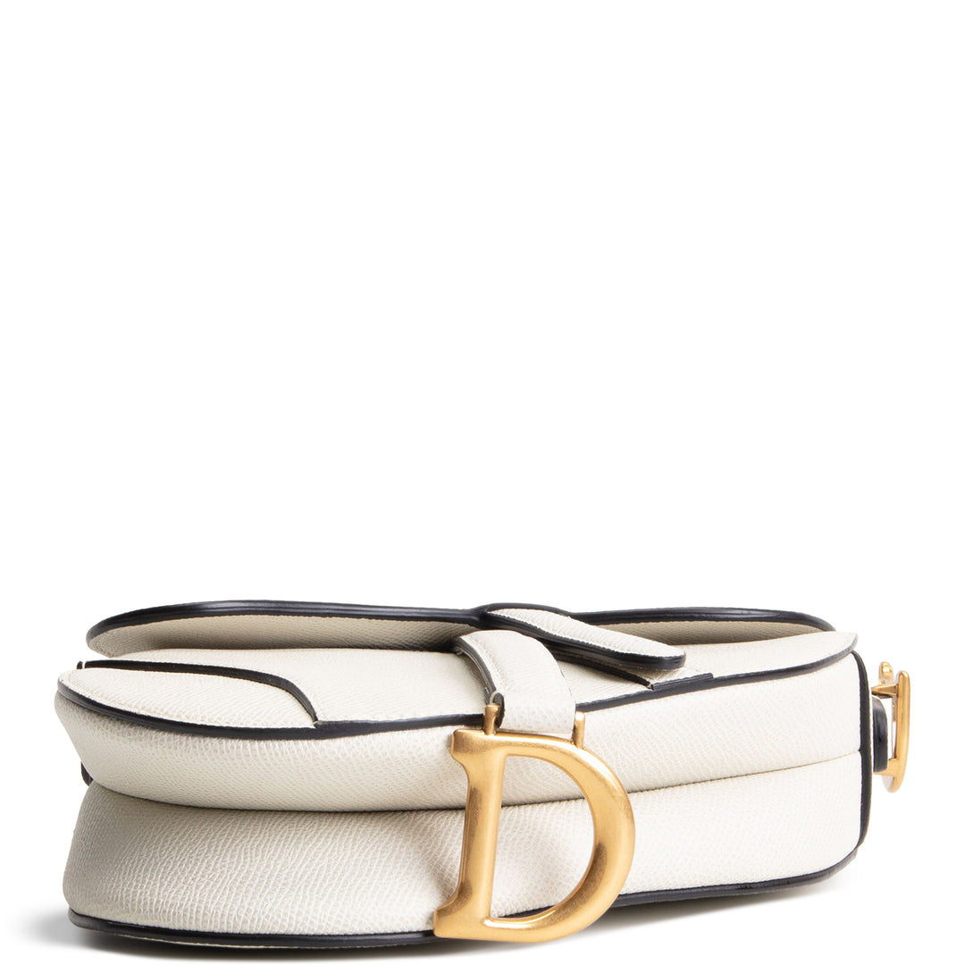 DIOR Mini Saddle Bag w/ Strap - Latte