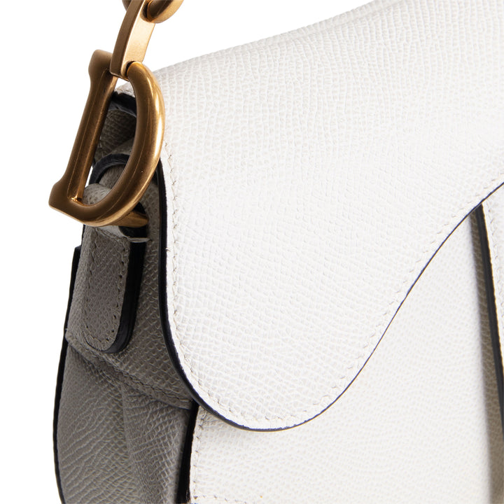 DIOR Mini Saddle Bag w/ Strap - Latte