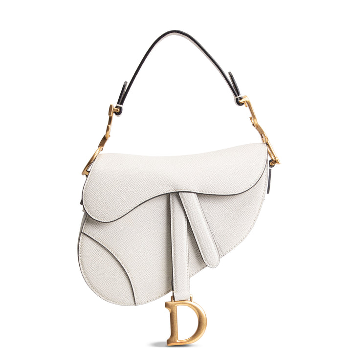 DIOR Mini Saddle Bag w/ Strap - Latte