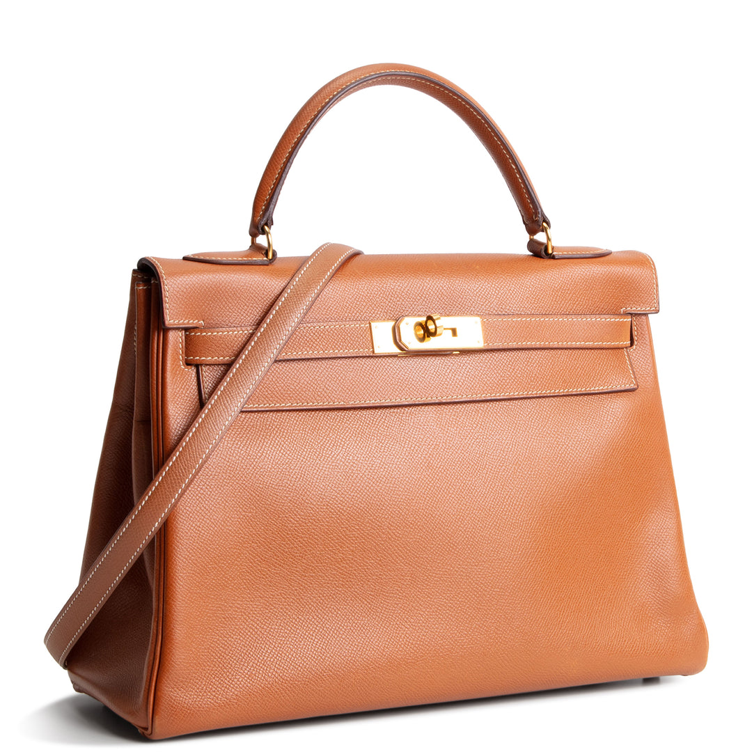 Hermes Vintage Courchevel Kelly 32 Retourne - Gold