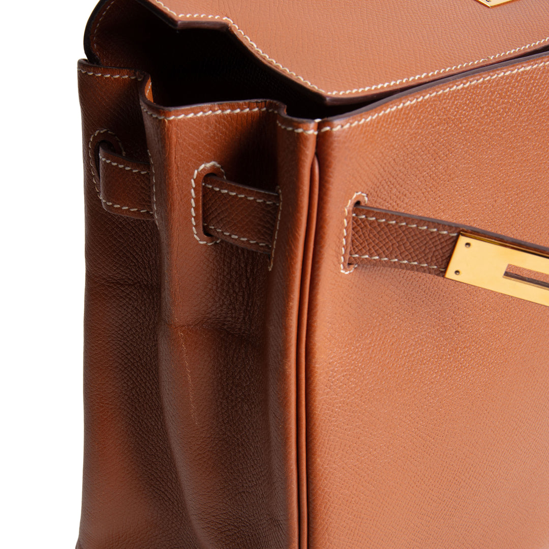 Hermes Vintage Courchevel Kelly 32 Retourne - Gold