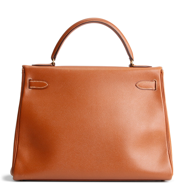 Hermes Vintage Courchevel Kelly 32 Retourne - Gold