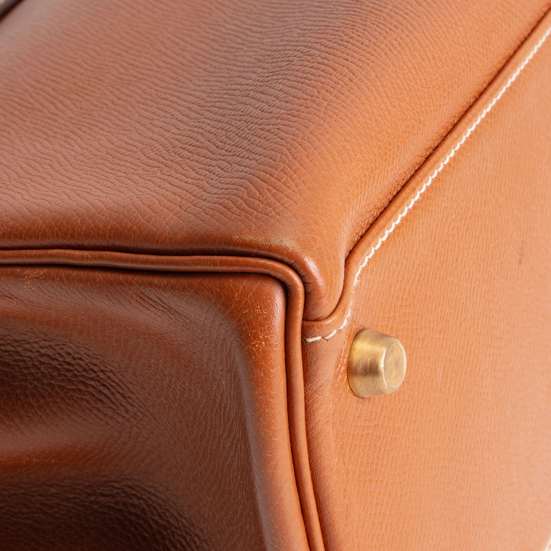 Hermes Vintage Courchevel Kelly 32 Retourne - Gold