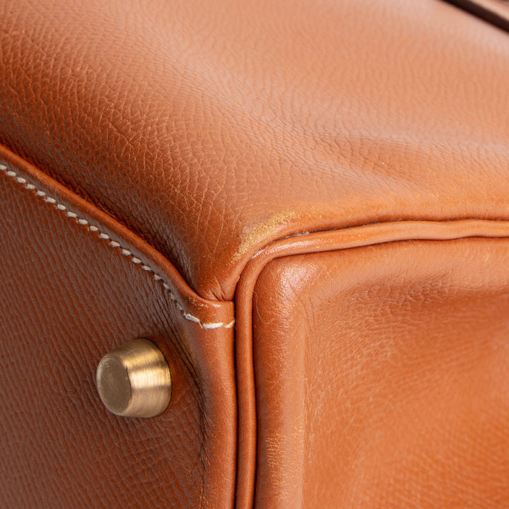 Hermes Vintage Courchevel Kelly 32 Retourne - Gold