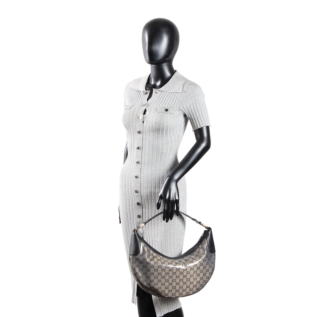 GUCCI GG Crystal Monogram Half Moon Hobo