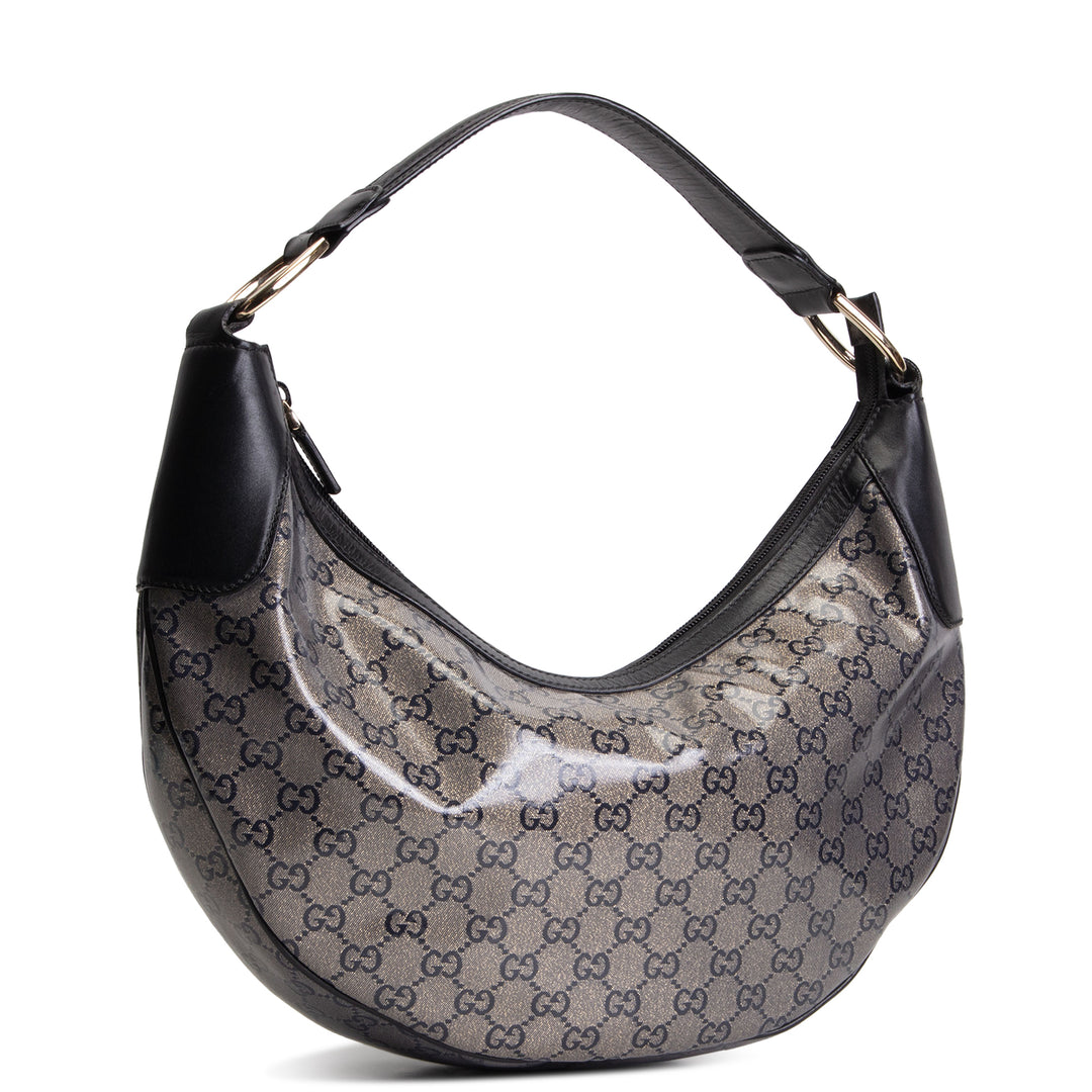 GUCCI GG Crystal Monogram Half Moon Hobo