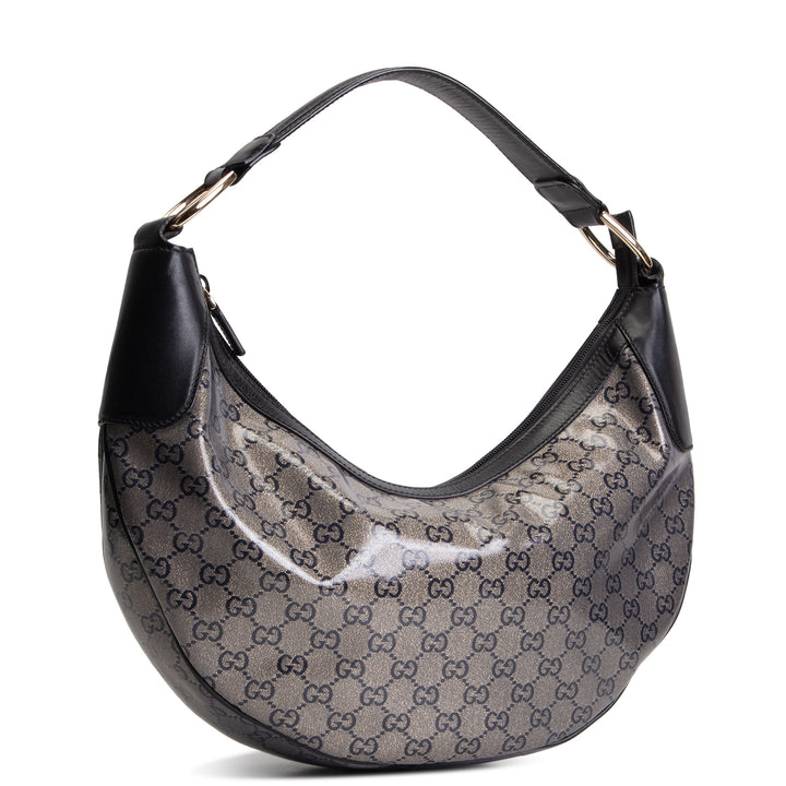 GUCCI GG Crystal Monogram Half Moon Hobo