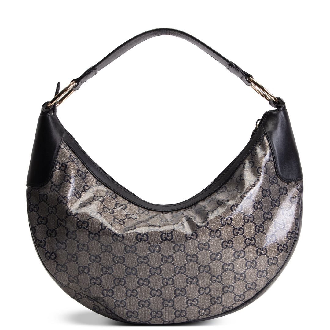 GUCCI GG Crystal Monogram Half Moon Hobo