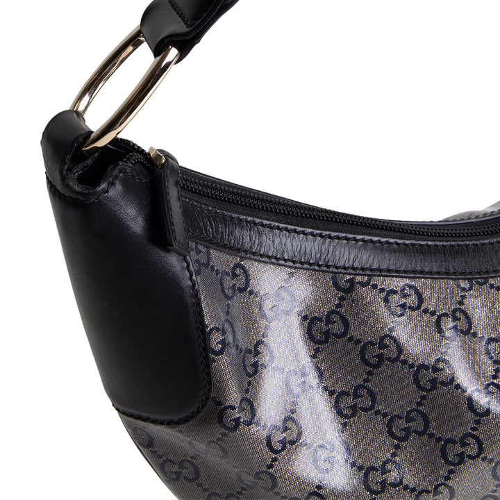 GUCCI GG Crystal Monogram Half Moon Hobo