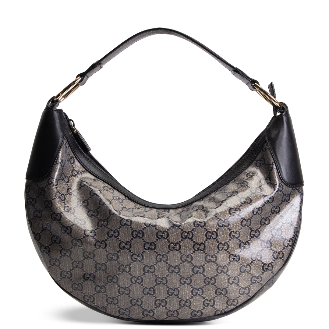 GUCCI GG Crystal Monogram Half Moon Hobo