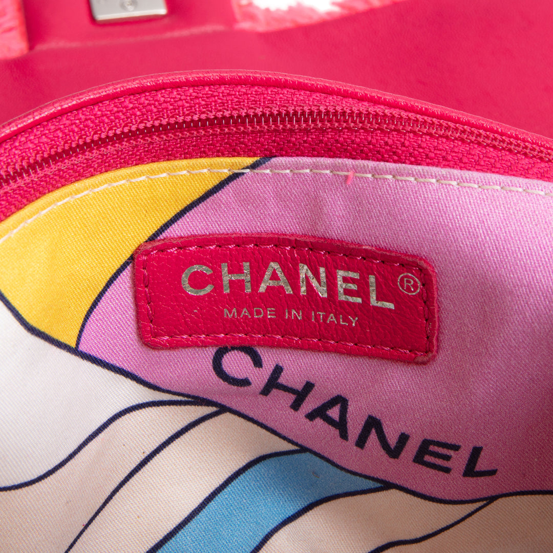 CHANEL Quilted Terry Cloth CoCo Beach Medium - Neon Pink OUTLET FINAL SALE