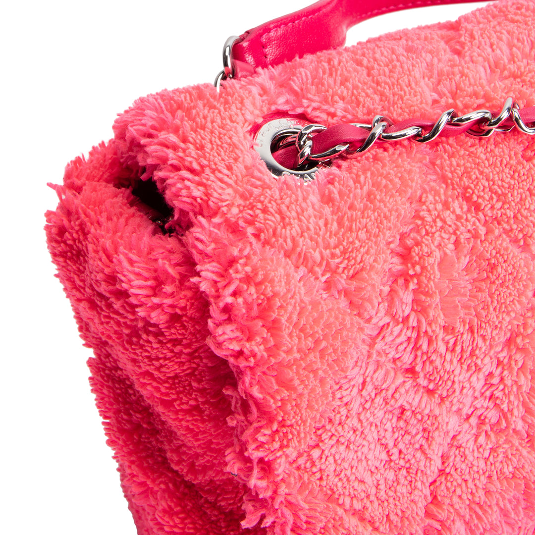 CHANEL Quilted Terry Cloth CoCo Beach Medium - Neon Pink OUTLET FINAL SALE