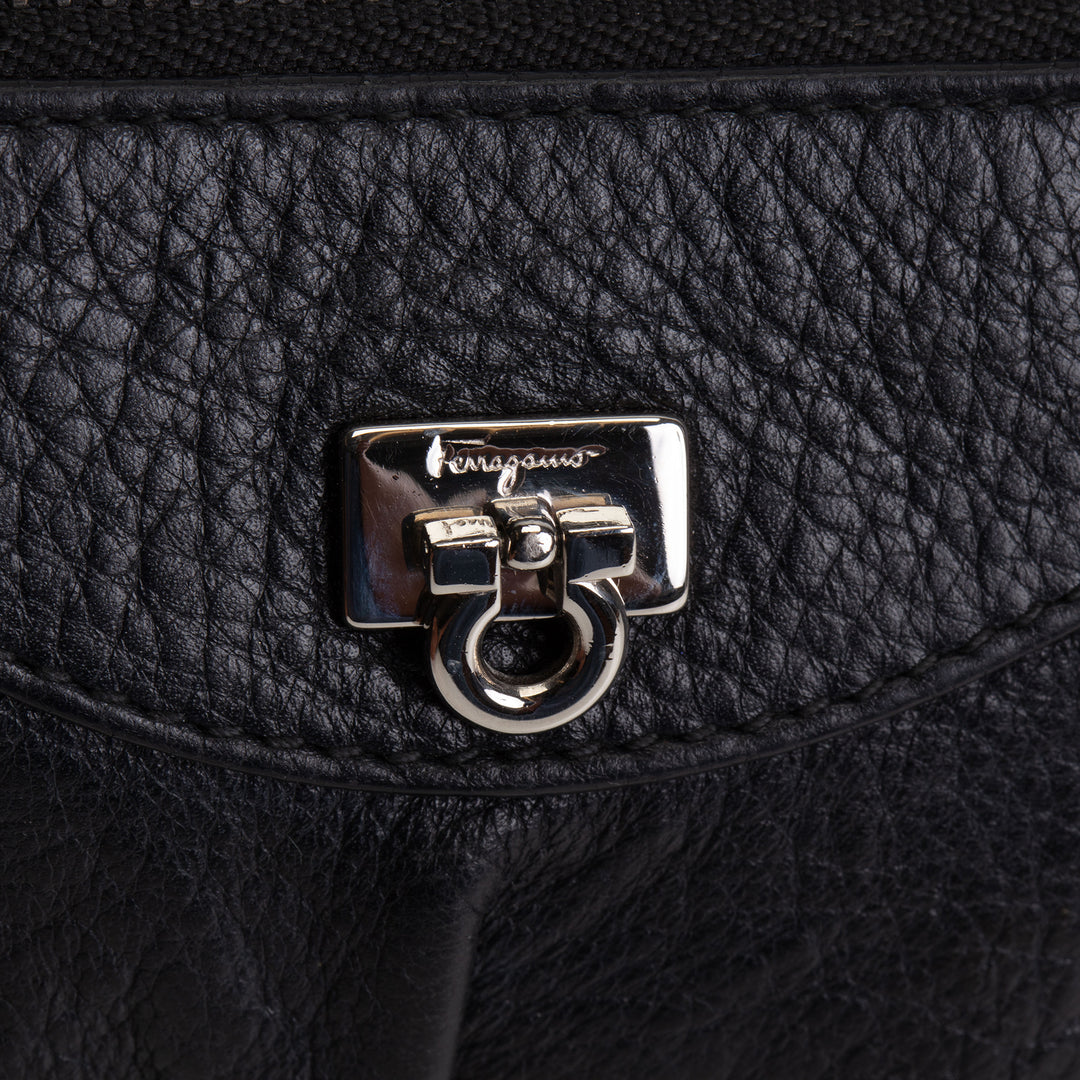 SALVATORE FERRAGAMO Leather Wristlet - Black OUTLET FINAL SALE