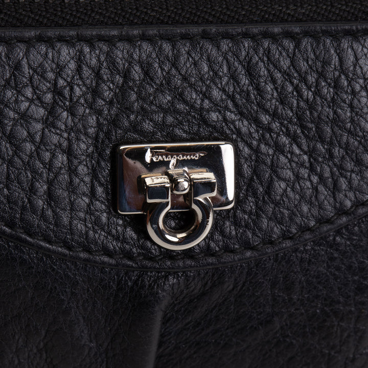 SALVATORE FERRAGAMO Leather Wristlet - Black OUTLET FINAL SALE