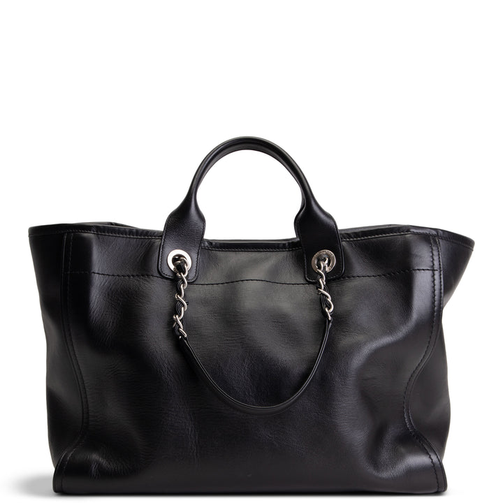 CHANEL Leather Deauville Shopping Tote w/pouch - Black