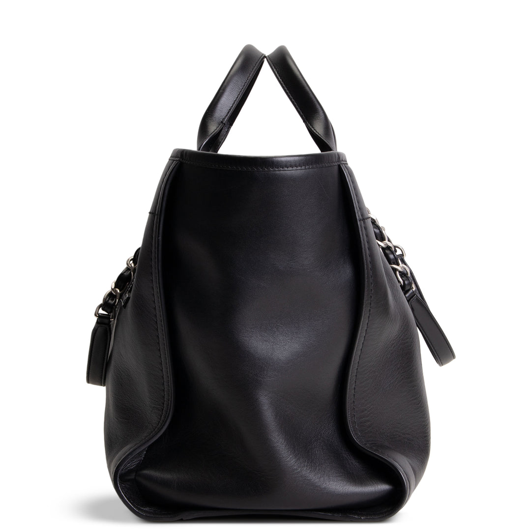 CHANEL Leather Deauville Shopping Tote w/pouch - Black