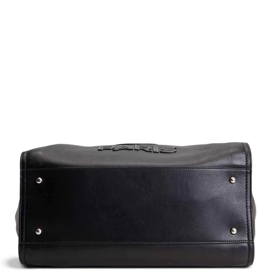 CHANEL Leather Deauville Shopping Tote w/pouch - Black