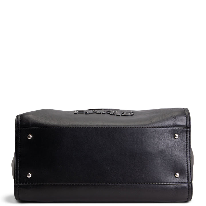 CHANEL Leather Deauville Shopping Tote w/pouch - Black
