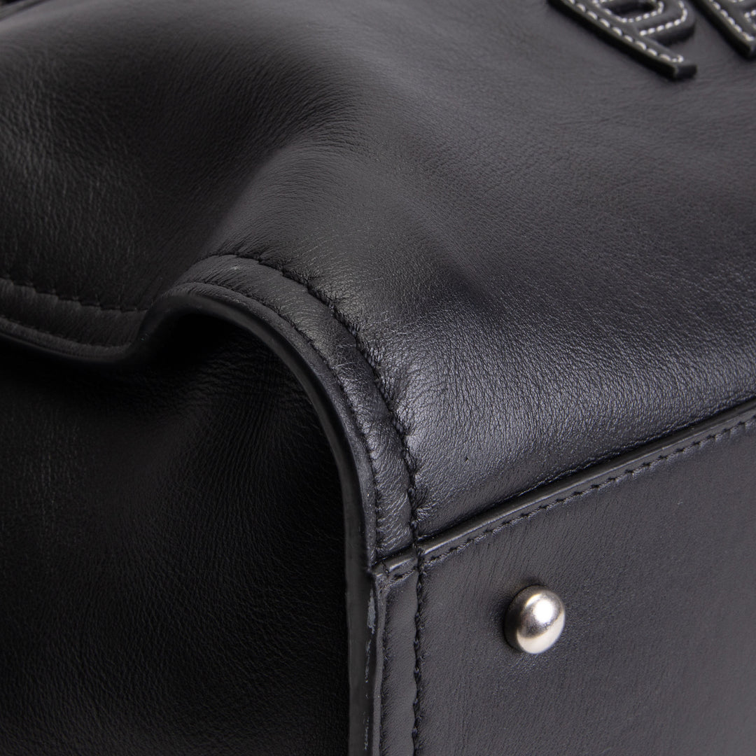 CHANEL Leather Deauville Shopping Tote w/pouch - Black