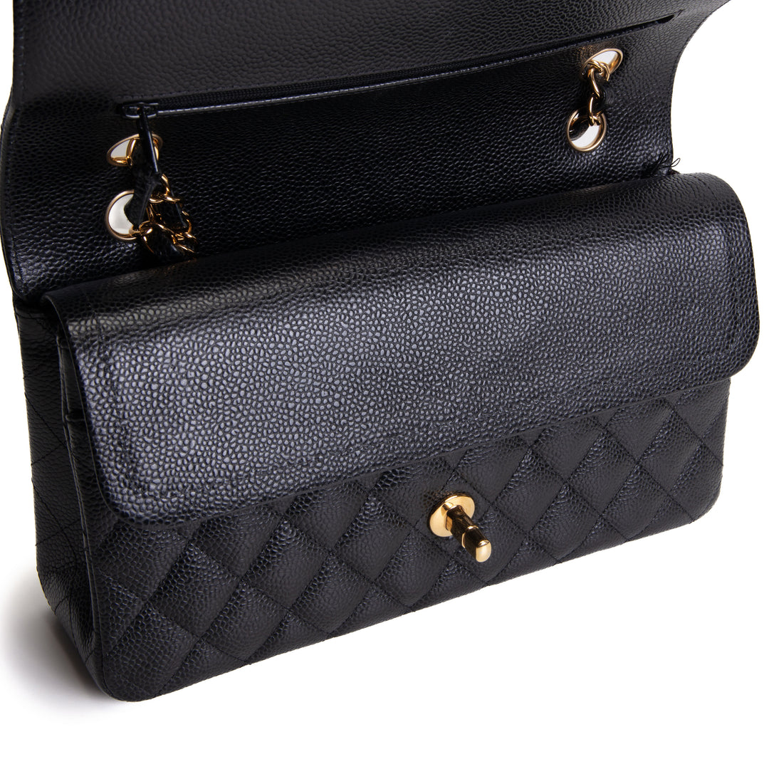 CHANEL Medium Double Flap Quilted Caviar