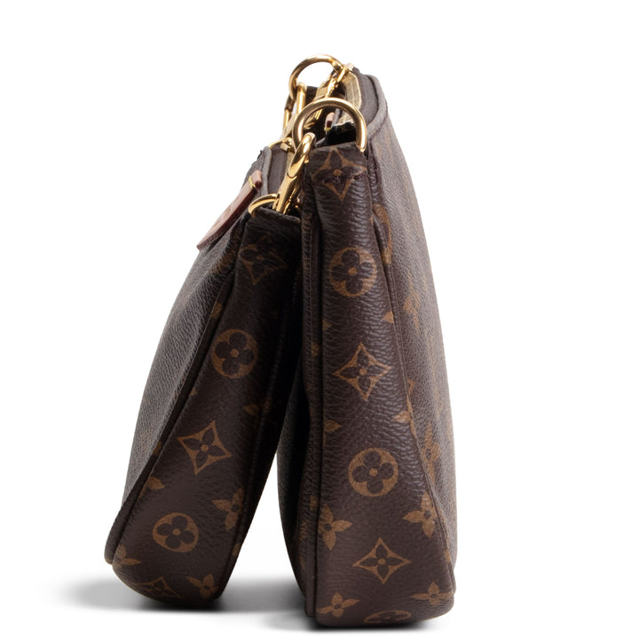 LOUIS VUITTON Monogram Multi Pochette Accessoires w/ Khaki & Pink Strap