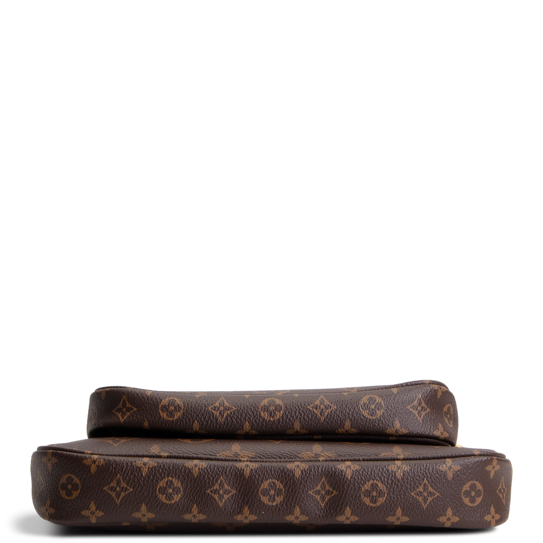 LOUIS VUITTON Monogram Multi Pochette Accessoires w/ Khaki & Pink Strap