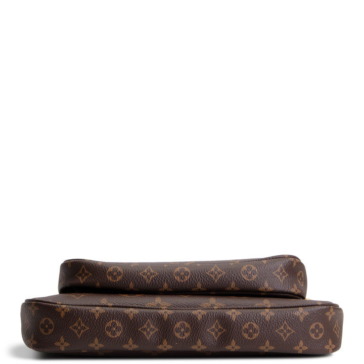 LOUIS VUITTON Monogram Multi Pochette Accessoires w/ Khaki & Pink Strap