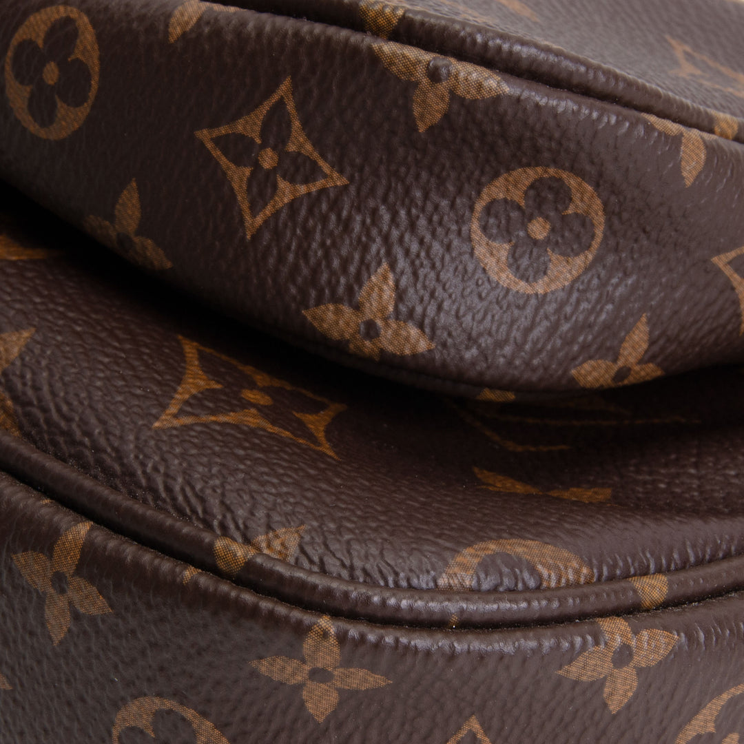 LOUIS VUITTON Monogram Multi Pochette Accessoires w/ Khaki & Pink Strap