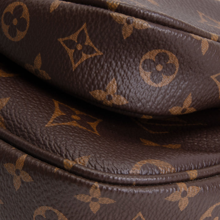 LOUIS VUITTON Monogram Multi Pochette Accessoires w/ Khaki & Pink Strap